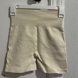 White/cream biker shorts (size small)